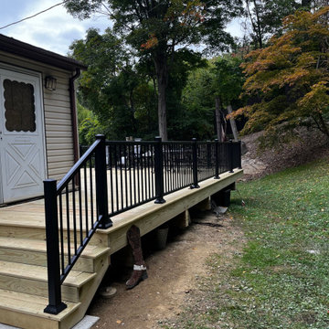 Large pressure treated wood deck