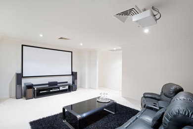 This is an example of a modern home theatre in Newcastle - Maitland.