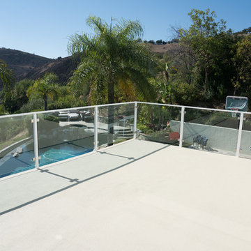 Custom Glass Panel Railing, Balcony Waterproofing, Walkway