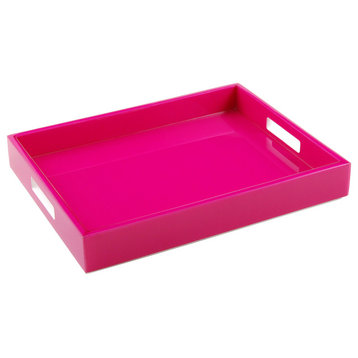 Lacquer Small Rectangle Tray, Hot Pink Fabric Inlay