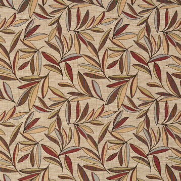 Red, Gold And Green Leaves Woven High End Quality Upholstery Fabric By The Yard