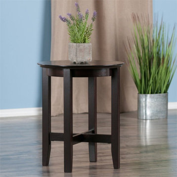 Winsome Toby 18" Round Transitional Solid Wood End Table in Espresso