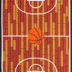 Furnishmyplace - Basketball court Ground Kids play Area Rug Anti Skid Backing, 4'5"x6'9" - Contemporary Rug: It is designed to bring an element of fun and sporty vibe to the indoor spaces. This woven floor rug is designed to grace children’s playrooms, kindergarten, play area and bedrooms. Material Used: Made with durable nylon pile fiber, this rectangular carpet has a soft pile. It has a non-skid rubber backing with a reinforced border that prevents fraying and withstands rough handling. Minimalistic Design: The nylon floor rug portrays a graphic image of basketball court featuring a tiled surface in shades of rust and brown along with white yard markings that adds visual charm to the spaces. Easy Maintenance: This basketball court rug has a stain resistant surface. It requires minimal care and can be easily cleaned with cleaner and cold water.