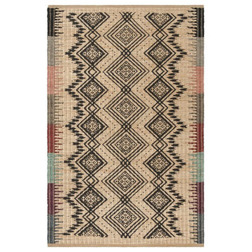 Safavieh Cape Cod 3' x 5' Hand Woven Jute Rug in Natural and Black