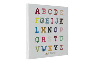 Nursery wall art print with alphabet on 1inch thick STANDOUT- Readt-to-hang- Uni