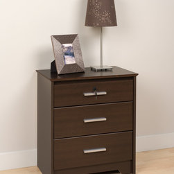 Prepac Coal Harbor 3-Drawer Espresso Nightstand with Lock - Nightstands And Bedside Tables