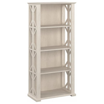 Pemberly Row 4 Shelf Farmhouse Bookcase in Linen White Oak - Engineered Wood