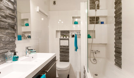 Salle de bains de la Semaine : La pierre et le bleu font bon ménage