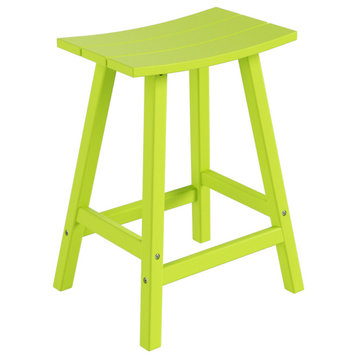WestinTrends 24" Outdoor Patio Adirondack Plastic Counter Stool, Saddle Seat, Lime