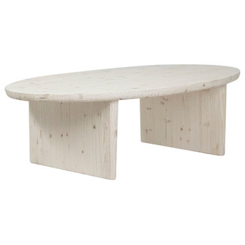 Celine 55" Oval White Wash Coffee Table
