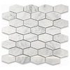 Long Hexagon Carrara Marble Hive Picket Mosaic Tile Polished Venato, 1 sheet