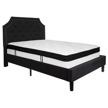 Flash Furniture Brighton Tufted Full Platform Bed in Black