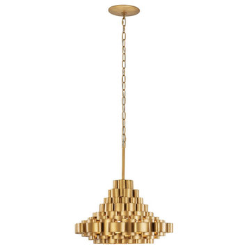 Totally Tubular 4 Light Pendant, Antique Gold and Carbon Black