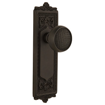 Single Egg & Dart Plate With Round Clear Cottage Knob, Oil-Rubbed Bronze