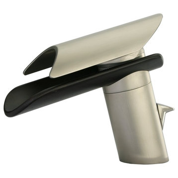 LaToscana Morgana Single Handle Lavatory Faucet With Wenge Spout, Brushed Finish
