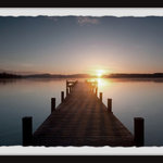Marmont Hill Inc. - "The Sunset Awaits" Framed Painting Print, 12"x8" - As the sun sets leaving a yellow and red reflection across the lake an old wood dock stretches out seemingly to meet the sun itself. Proudly printed in the USA, this piece is printed on high quality archive paper and professionally hand-framed. With wall-mounting hooks included, this artful accent is ready to hang up as soon as it reaches your front door.