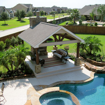Backyard pool landscape