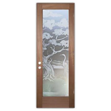 Front Door - Bonsai Egret - Mahogany - 36" x 80" - Knob on Left - Pull Open