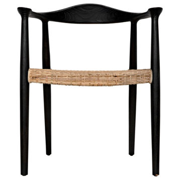 Hadly Chair, Black Burnt With Rattan Set of 2