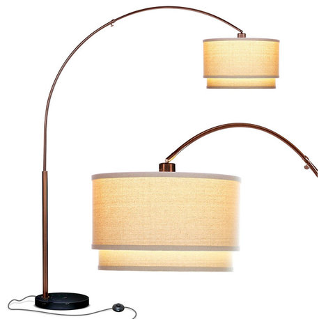 Brightech Mason - Arc Floor Lamp with Unique Hanging Drum Shade, Bronze