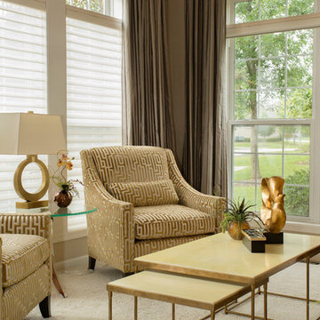 Family Room with Gold Accents