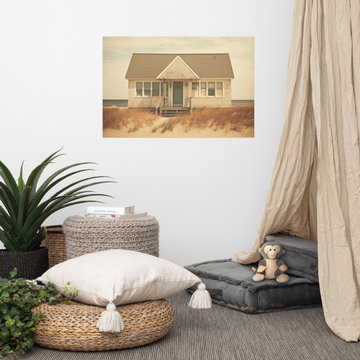 Abandoned Beach House Subdued Retro Painting Coastal Wall Art Print