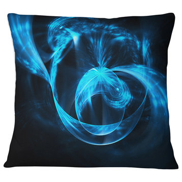 Fractal 3D Circled Blue Waves Contemporary Throw Pillow, 18"x18"