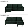 Reversible Sectional Sofa, Deep Tufted Velvet Upholstered Seat, Green