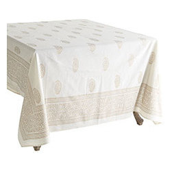 Woodblock Print Tablecloth - Gold Paisley - Tablecloths