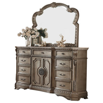 Acme Northville Dresser With Marble Top Antique Silver