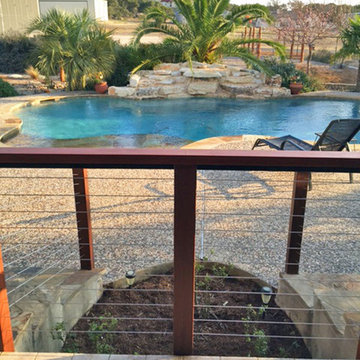 Spring Branch, TX: Ipe Railing Lining Stairs to Pool Area