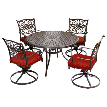 Hanover TRADDN5PCSW Traditions Five Piece Aluminum Framed Outdoor - Red