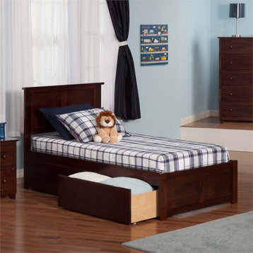 AFI Madison Twin XL Solid Wood Bed with Storage Drawers in Walnut