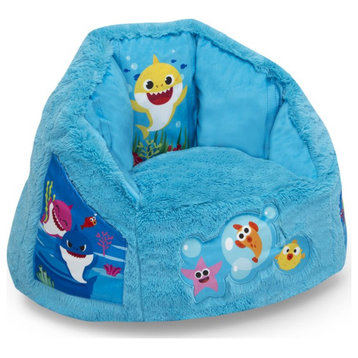 Delta Children Baby Shark Toddler Size Fabric Cozee Fluffy Chair in Blue