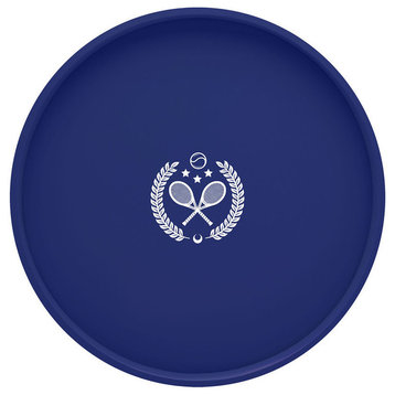 Kasualware 14" Round Serving Tray Blue Tennis
