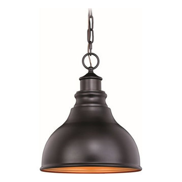 Delano 1 Light Bronze Gold Farmhouse Outdoor Barn Dome Pendant