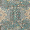 Ikat Uzbek Design Oriental Rug, 6'X9' 100% Wool Hand Knotted Teal Rug