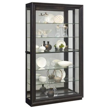 Framed Sliding Door 5 Shelf Curio Cabinet in Dark Brown by Pulaski Furniture