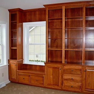 Hickory Stained Built-in Bookcase