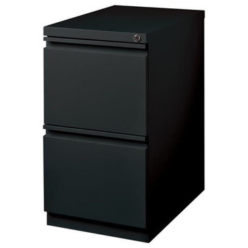Bowery Hill 20" 2-Drawer Modern Metal Mobile Pedestal File Cabinet in Black