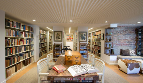 Basement Transformed Into a Serious Library and Living Space