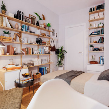 Open Shelving and Bed: Personal Style Meets Smart Storage