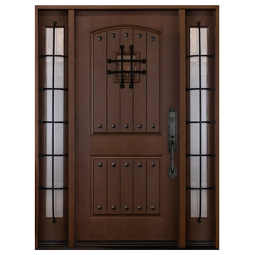 Knotty Alder Look Exterior Front Entry Door 1D+2SL 12"-36"x80"- Left Hand
