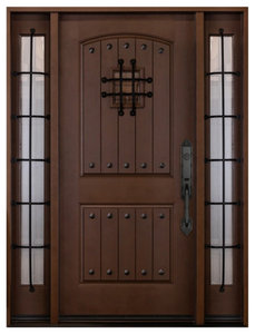Knotty Alder Look Exterior Front Entry Door 1D+2SL 12"-36"x80"- Left Hand