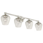 Livex Lighting - Willow 4 Light Brushed Nickel Vanity Sconce - This four light vanity sconce from the willow collection has understated elegance. It features minimal details, clear curved glass with a brushed nickel finish and can fit into any decor.