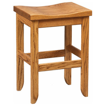 Amish Made Oak S-Top Stool, Seely Stain, Dining Height