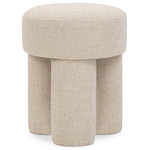 Meridian Furniture - Larson Polyester Upholstered Ottoman/Stool, Beige - Transform your space with the Larson ottoman/stool. Immerse yourself in the rich two-tone polyester fabric, predominantly beige with a white weave, embodying contemporary elegance. This versatile piece seamlessly integrates into any room, providing comfort and style. Whether used as a footrest or an extra seat, the Larson ottoman/stool reflects the perfect fusion of functionality and modern design, making it an impeccable choice for your home.