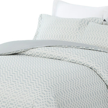 Natural Comfort Luxurious Cotton Duvet Cover Mini Set, Links/Light Blue, Queen