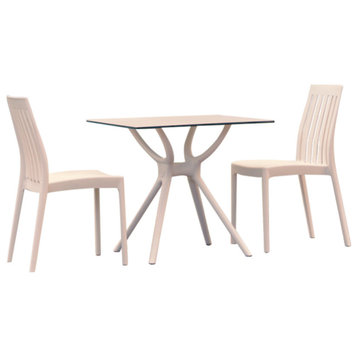 Soho Dining Set With 2 Chairs White
