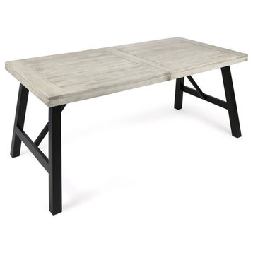 Noble House Borocay Acacia Wood Outdoor Dining Table in Light Gray